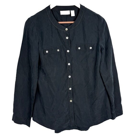 Chicos Women Lot of 2 Button Up Shirts Sz Small 4/6; 1 No-Iron + 1 Modal Office - Picture 3 of 9